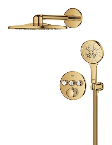 GROHE GROHTHERM SMARTCONTROL sprchový set s podomietkovou termostatickou batériou, horná sprcha, ručná sprcha s 3 prúdmi, hadica, držiak, Water Saving, cool sunrise 34863GL0 Obrázek - fotka