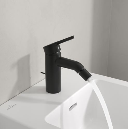 VILLEROY & BOCH SKYLA bidetová stojanková batéria, s odtokovou súpravou, matná čierna TVB116001000K5 Obrázek - fotka