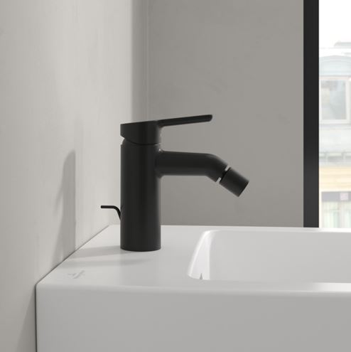 VILLEROY & BOCH SKYLA bidetová stojanková batéria, s odtokovou súpravou, matná čierna TVB116001000K5 Obrázek - fotka