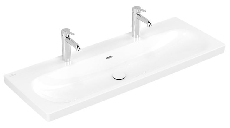 VILLEROY & BOCH SKYLA umývadlo 120 cm, s 2 otvormi pre batérie a prepadom, CeramicPlus, alpská biela 5A51C4R1 Obrázek - fotka