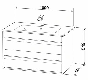 DURAVIT OCAVO skrinka pod umývadlo 100x48x54, 9 cm, 2 zásuvky, prírodný dub OC45180H5H50000 Technický nákres