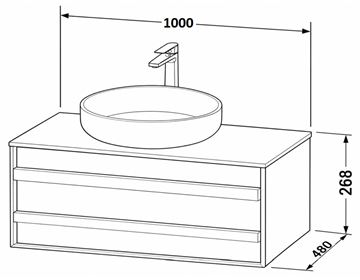 DURAVIT OCAVO skrinka pod umývadlo 100x48x26, 8 cm, 1 zásuvka, svetlý dub OC50910H7H70000 Technický nákres