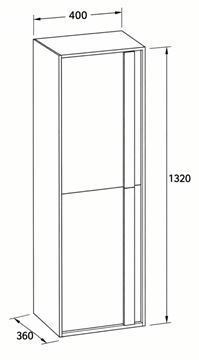 DURAVIT OCAVO nízka skrinka 40x36x132 cm, 2 dvierka, pánty vľavo, prírodný dub OC1148LH5H50000 Technický nákres