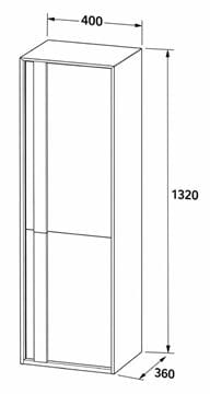 DURAVIT OCAVO nízka skrinka 40x36x132 cm, 2 dvierka, pánty vpravo, prírodný dub OC1148RH5H50000 Technický nákres