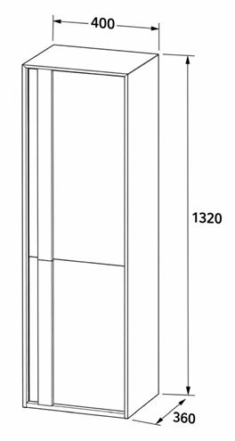 DURAVIT OCAVO nízka skrinka 40x36x132 cm, 2 dvierka, pánty vpravo, čierny dub OC1148RH6H60000 Technický nákres