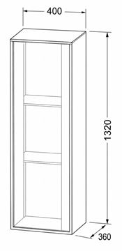 DURAVIT OCAVO nízka skrinka 40x36x132 cm, 1 dvierka, pánty vľavo, prírodný dub OC1149LH5H50000 Technický nákres