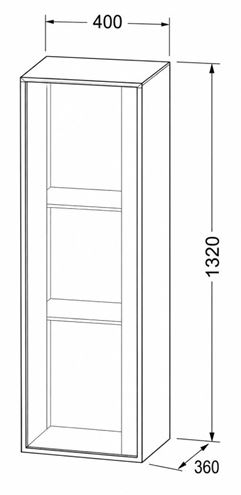 DURAVIT OCAVO nízka skrinka 40x36x132 cm, 1 dvierka, pánty vľavo, prírodný dub OC1149LH5H50000 Technický nákres