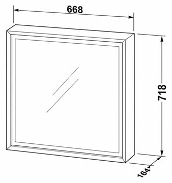 DURAVIT OCAVO zrkadlová skrinka 67x72x16 cm, osvetlenie s reguláciou stmievania a el. zásuvkou, pánty vpravo, drevo, svetlý dub OC7120RH7H71000 Technický nákres