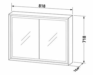 DURAVIT OCAVO zrkadlová skrinka 82x72x16 cm, osvetlenie s reguláciou stmievania a el. zásuvkou, drevo, prírodný dub OC71210H5H51000 Technický nákres