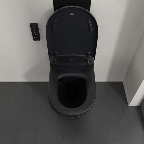 VILLEROY & BOCH SUPREO sprchovacie WC s bidetovým sedátkom, SoftClosing, TwistFlush, CeramicPlus, matná čierna V16EN2R7 Obrázek - fotka