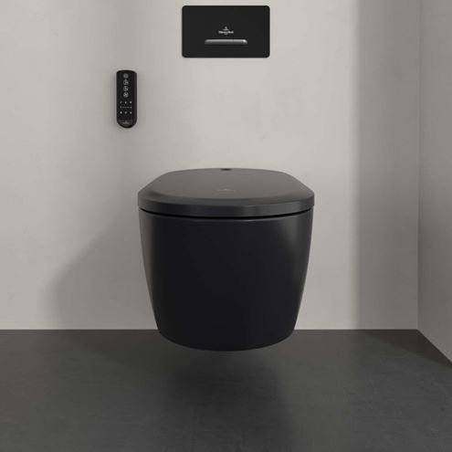 VILLEROY & BOCH SUPREO sprchovacie WC s bidetovým sedátkom, SoftClosing, TwistFlush, CeramicPlus, matná čierna V16EN2R7 Obrázek - fotka