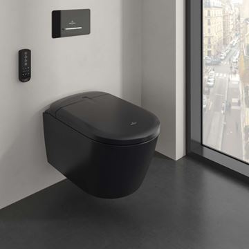VILLEROY & BOCH SUPREO sprchovacie WC s bidetovým sedátkom, SoftClosing, TwistFlush, CeramicPlus, matná čierna V16EN2R7 Obrázek - fotka