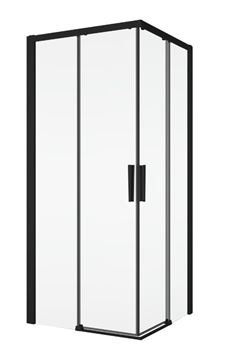 RONAL DIVERA D22SE2B sprchovací kút 90x90 cm, rohový vstup, posuvné dvere, matná čierna / číre sklo