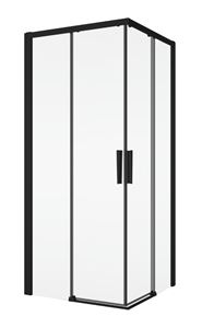 RONAL DIVERA D22SE2B sprchovací kút 90x90 cm, rohový vstup, posuvné dvere, matná čierna / číre sklo