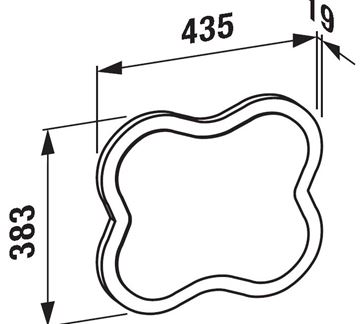 LAUFEN FLORAKIDS zrkadlo 43,5x38,3 cm H4616010034691 Technický nákres