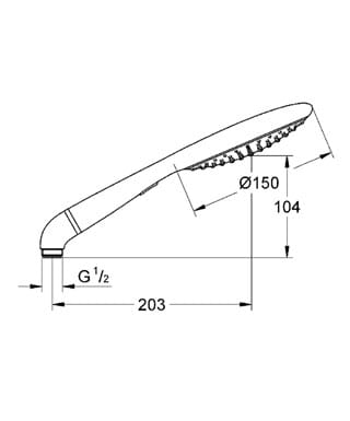 GROHE RAINSHOWER SOLO 150 ručná sprcha pr. 150 mm, 2 prúdy, chróm 27272000 Technický nákres