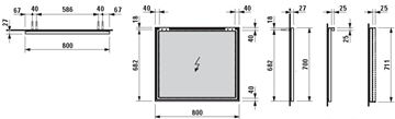 LAUFEN FRAME 25 zrkadlo 80x70 cm H4474049001441 Technický nákres