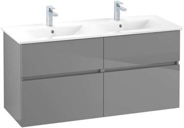 VILLEROY & BOCH VERITY LINE skrinka pod dvojumývadlo 125,5x48,2x61,8 cm, 4 zásuvky, Glossy Grey