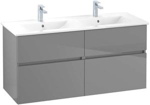 VILLEROY & BOCH VERITY LINE skrinka pod dvojumývadlo 125,5x48,2x61,8 cm, 4 zásuvky, Glossy Grey