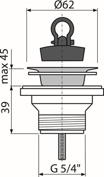 CONCEPT umývadlový výpust, so zátkou, s prepadom, chróm PT10031 Technický nákres