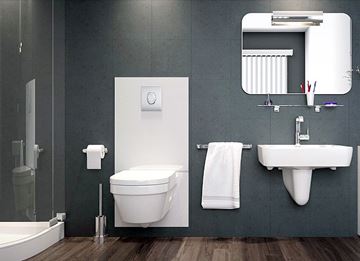 SFA SANIBROY SANIWALL PRE UP montážny prvok pre WC 113 cm, so splachovacou nádržkou a prečerpávacím systémom, s tlačidlom, sklo, biela WALLPROUPD Obrázek - fotka