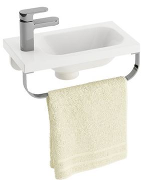 RAVAK CHROME 400 umývadlo 40 cm, s otvorom pre batériu vľavo, bez prepadu, liaty mramor XJGL1100000 Obrázek - fotka