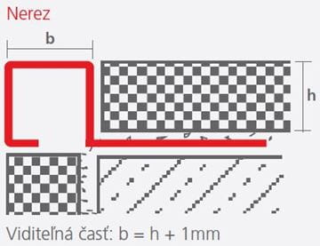 CELOX profil hranatý 10mm/2,5m, ukončovací, nerez leštená 133500 Technický nákres