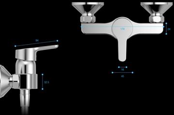 CONCEPT E50 sprchová nástenná batéria, chróm B 1465 AA Technický nákres