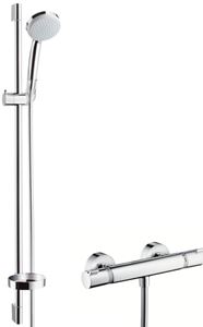 HANSGROHE CROMA 100 sprchový set s termostatickou batériou, ručná sprcha so 4 prúdmi, tyč, hadica, EcoSmart, chróm
