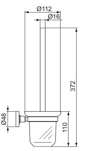 IDEAL STANDARD IOM kefa na WC 112x142x372mm, nástenná, kov/sklo, chróm A9119AA Technický nákres