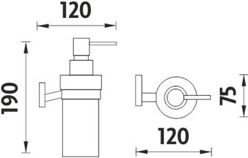 NIMCO KEIRA dávkovač tekutého mydla 250 ml, nástenný, sklo, chróm KE 22031W-T-26 Technický nákres