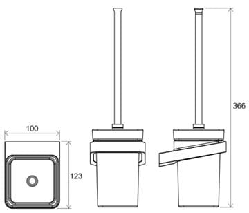 RAVAK 10° TD 410 WC kefa, nástenná, sklo, chróm X07P330 Technický nákres
