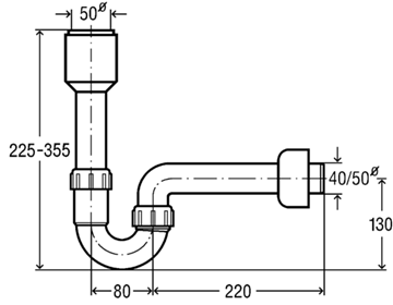 VIEGA 7985.94 pisoárový sifón DN50/40, s manžetou 117771 Technický nákres