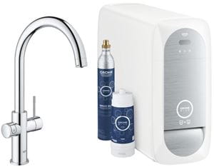 GROHE BLUE HOME drezová elektronická batéria, s filtračným a chladiacim zariadením, Bluetooth, napájanie zo siete, chróm