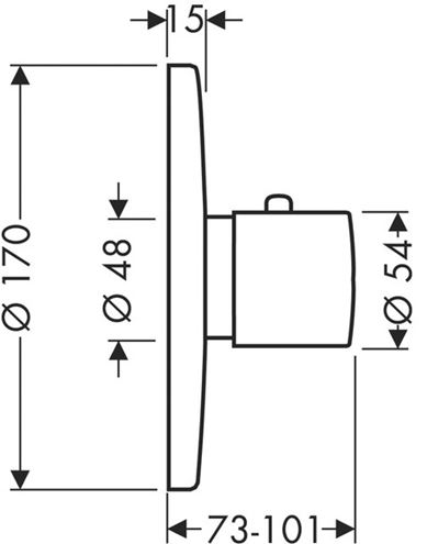 AXOR UNO podomietkový termostat HighFlow, chróm 38715000 Technický nákres