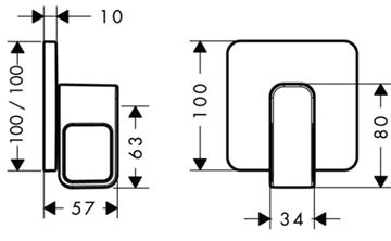 AXOR URQUIOLA podomietkový uzatvárací ventil, chróm 11960000 Technický nákres