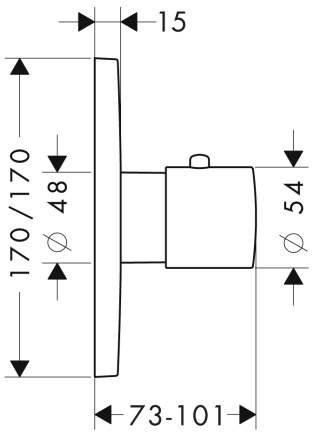 AXOR CITTERIO M podomietkový termostat HighFlow, chróm 34716000 Technický nákres