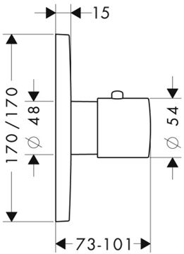 AXOR CITTERIO M podomietkový termostat HighFlow, chróm 34716000 Technický nákres