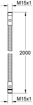 GROHE hadica k batérii na okraj vane 2000mm, chróm 28146000 Technický nákres
