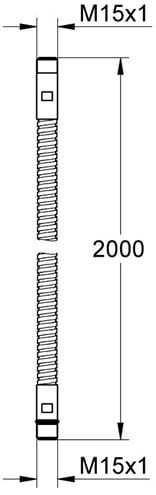 GROHE hadica k batérii na okraj vane 2000mm, chróm 28146000 Technický nákres