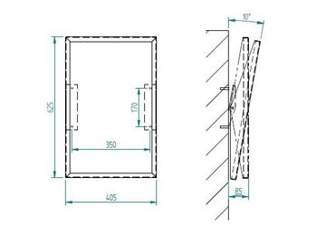 AZP BRNO zrkadlo 40,5x62,5 cm NZR 4 INV Technický nákres