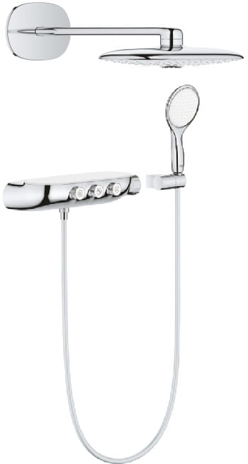 GROHE RAINSHOWER SMARTCONTROL DUO 360 sprchový set s termostatickou batériou, horná sprcha, ručná sprcha s 2 prúdmi, hadica, držiak, chróm