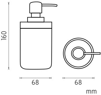 NIMCO KORA dávkovač tekutého mydla 270 ml, polyresín, biela/bambus KO 24031-05 Technický nákres