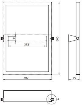 AZP BRNO REHA zrkadlo 40x60 cm R16001004 Technický nákres