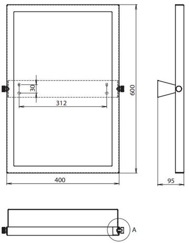 AZP BRNO REHA zrkadlo 40x60 cm R16001004 Technický nákres