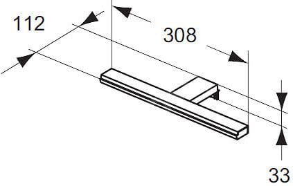 IDEAL STANDARD MIRROR & LIGHT PANDORA LED svietidlo na zrkadlo, 5700 K, 880 lm, 8 W, 308 mm, chróm T320967 Technický nákres