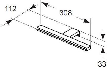 IDEAL STANDARD MIRROR & LIGHT PANDORA LED svietidlo na zrkadlo, 5700 K, 880 lm, 8 W, 308 mm, chróm T320967 Technický nákres