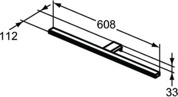 IDEAL STANDARD MIRROR & LIGHT PANDORA LED svietidlo na zrkadlo, 5700 K, 1320 lm, 12 W, 608 mm, chróm T322967 Technický nákres