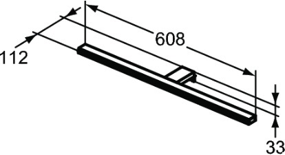 IDEAL STANDARD MIRROR & LIGHT PANDORA LED svietidlo na zrkadlo, 5700 K, 1320 lm, 12 W, 608 mm, chróm T322967 Technický nákres