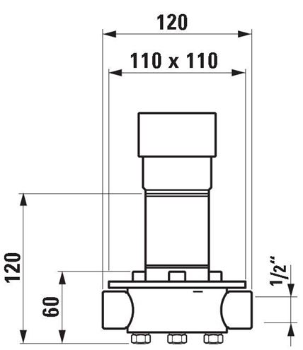 LAUFEN CONCEALED BODIES montážne teleso DN15 HF503000000000 Technický nákres